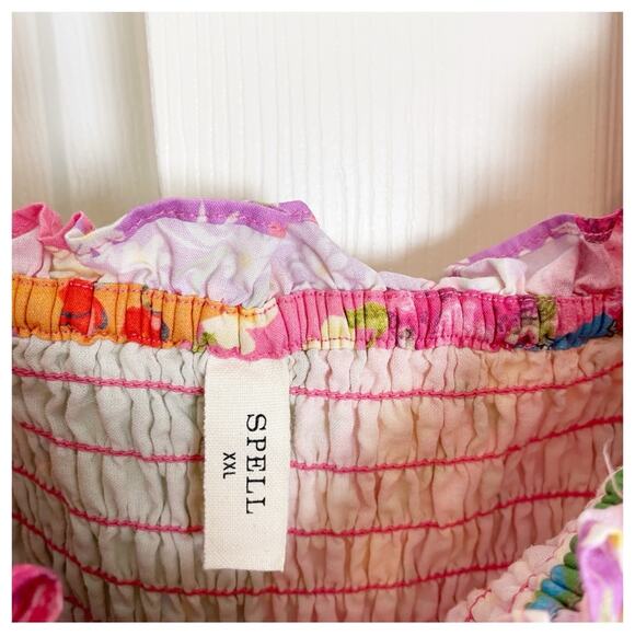 Spell & The Gypsy Collective Freda Lolly Floral Smocked L/S Babydoll Mini Dress - Picture 10 of 13